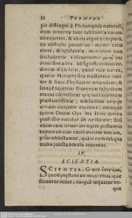 IV. Scientia