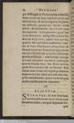 IV. Scientia