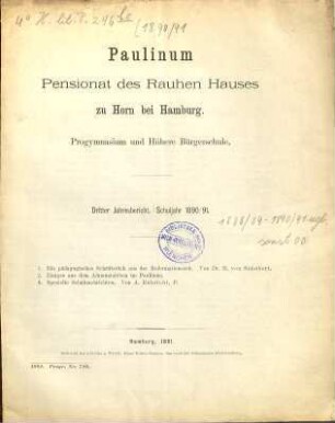 Jahresbericht : Schuljahr .... 1889/90 (1890)