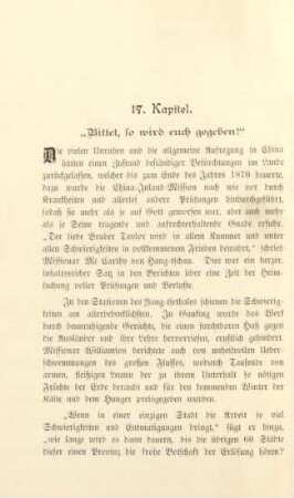 17. Kapitel. "Bittet, so wird euch gegeben!"