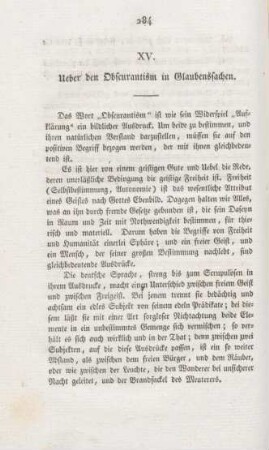 284-291 Ueber den Obscuranism in Glaubenssachen