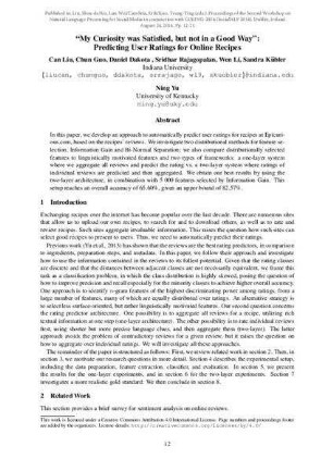 “My Curiosity was Satisfied, but not in a Good Way”: Predicting User Ratings for Online Recipes