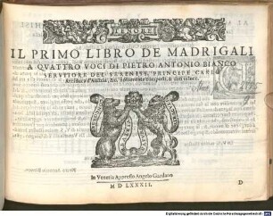 IL PRIMO LIBRO DE MADRIGALI A QVATTRO VOCI