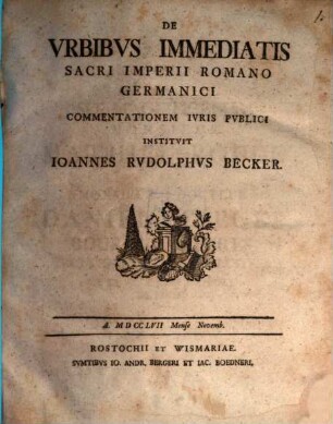 De urbibus immediatis Sacri Imperii Romano-Germanici commentatio