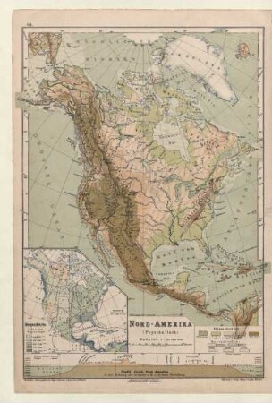 Nord-Amerika (Physikalisch.), Regenkarte, Profil durch Nord-Amerika