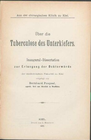 Über die Tuberculose des Unterkiefers