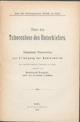 Über die Tuberculose des Unterkiefers