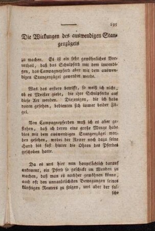 Die Wirkungen des auswendigen Stangenzügels