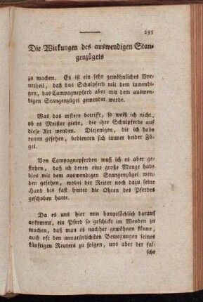 Die Wirkungen des auswendigen Stangenzügels