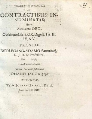 Tractatio Synoptica De Contractibus Innominatis
