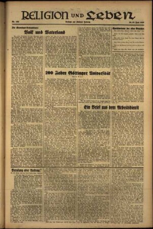 Dritte Ausgabe vom Sonntag, den 27. Juni 1937.