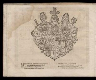 Wappen des Erzbischofs zu Mainz, Johannes Schweikard, sowie zwei vierzeilige Verse