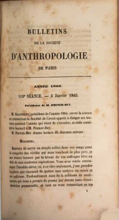 Bulletins de la Société d'Anthropologie de Paris. 6, 6. 1865