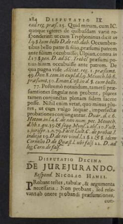 Disputatio decima. De jure jurando.