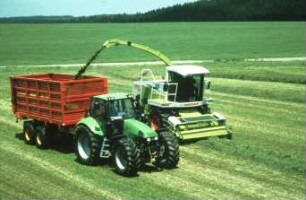 Fotografie: Futtererntetechnik, Silageernte, Feldhäcksler selbstfahrend, Pickup, Parallelverfahren