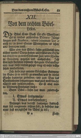 XII. Von dem rechten Bibel-Lesen