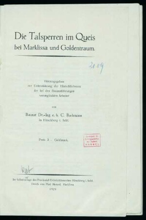 Die Talsperren im Queis bei Marklissa und Goldentraum