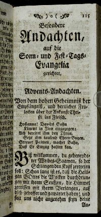 Besondere Andachten, auf die Sonn- und Fest-Tags-Evangelia gerichtet.