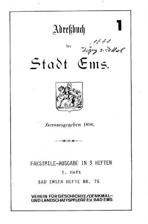 Adressbuch der Stadt Ems : in 3 Heften
