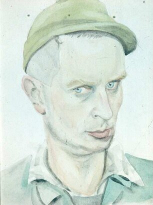 Selbstbildnis als Kriegsgefangener. Bleistift, Pinsel, Wasserfarben; 31 x 26 cm (1948; H. Rose)