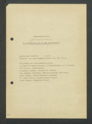 Rahmenrichtlinien Philosophie im Vorsemester und in der Studienstufe