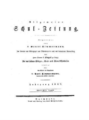 Titelblatt für August 1842 (Heft 122 - 138)