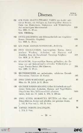 Diverses (Nr. 181-208)