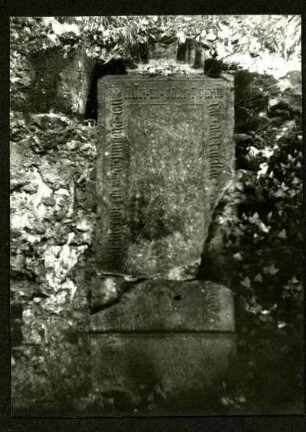 bei Göllheim, Klosterruine. Grabstein des Beichtigers (confessors) Merw. v. Bingen., 15 jh.