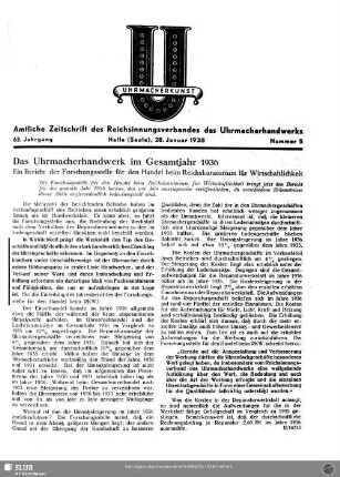 Das Uhrmacherhandwerk im Gesamtjahr 1936