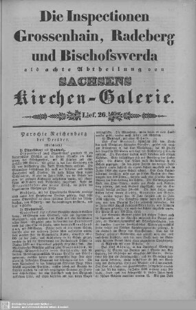 Parochie Reichenberg (Beschluß), Rückersdorf, Putzkau : 26. Lieferung