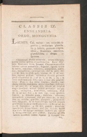 Classis IX. Enneandria. Ordo, Monogynia.