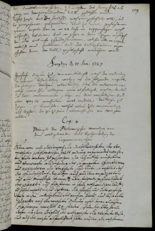 Freytag d 17 Jan: 1727