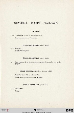 Gravures - Dessins - Tableaux (Nr. 1-19)