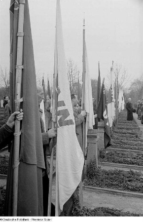 Kranzniederlegung zum 34. Jahrestag der Großen Sozialistischen Oktoberrevolution auf dem Trinitatisfriedhof