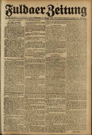 Ausgabe vom Mittwoch, den 21. August 1918.
