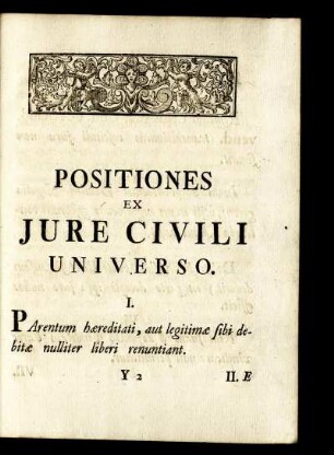 Postiones Ex Jure Civili Universo.