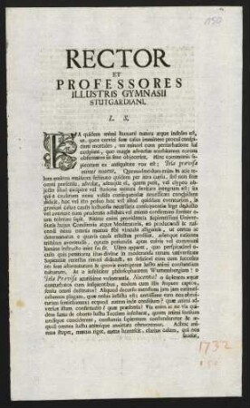 Rector et professores Regii Gymnasii Illustris Stuttgartiani l.l.s.p.d.