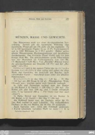 Münzen, Masse und Gewichte.