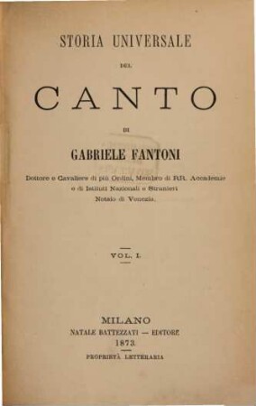Storia universale del canto, 1