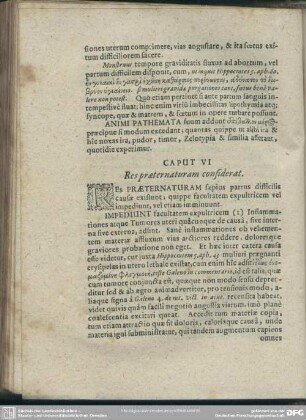 Caput VI. Res praeternaturam considerat