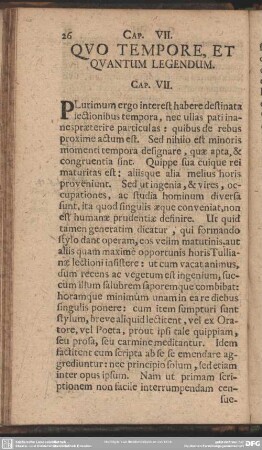 Quo Tempore, Et Quantum Legendum. Cap. VII.
