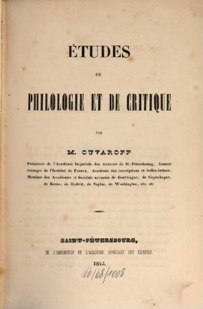 Études de philologie et de critique
