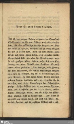 Vorrede zum dritten Theil