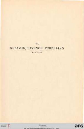 VII. Keramik, Fayence, Porzellan 8Nr. 261-298)