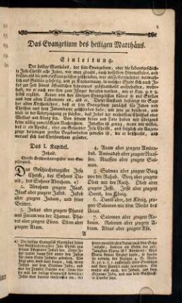 1-83, Das Evangelium des heiligen Matthaeus