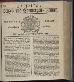 Nr. 78, Mittwoch, den 30sten September 1818
