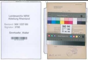 Entnazifizierung Walter Sinnhoefer , geb. 11.09.1907 (Zollsekretaer)
