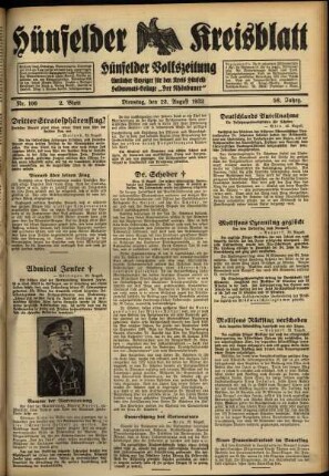Zweite Ausgabe vom Dienstag, den 23. August 1932.