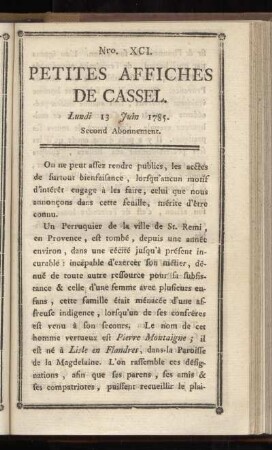 No XCI (Lundi 13 Juin 1785)