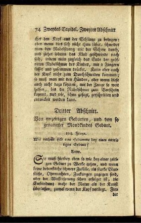 Dritter Abschnitt. Von unzeitigen Geburten, und von so genannter Mondkindes Geburt.